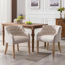 Classic Taupe Upholstered Dining Chairs - Rustic Wood Table Set
